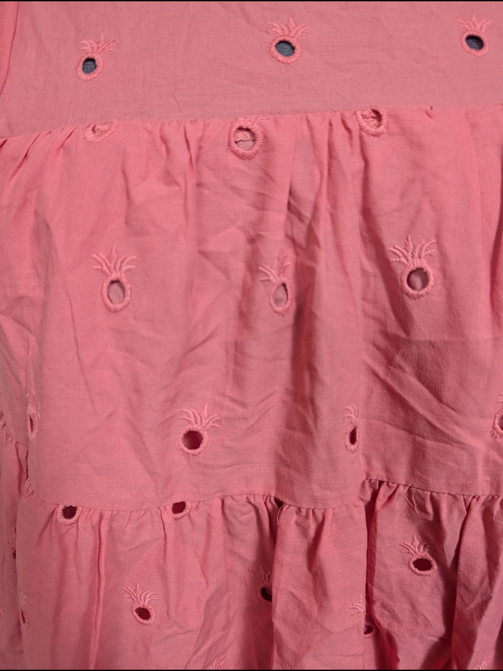 Simply Southern Coral Pink Eyelet Tiered Dress with Flutter Sleeves - Picture 2 of 8
